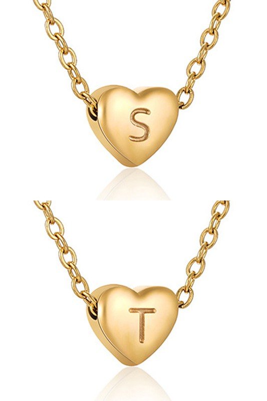 HEART A-Z ALPHABET INITIALS PENDANT NECKLACE