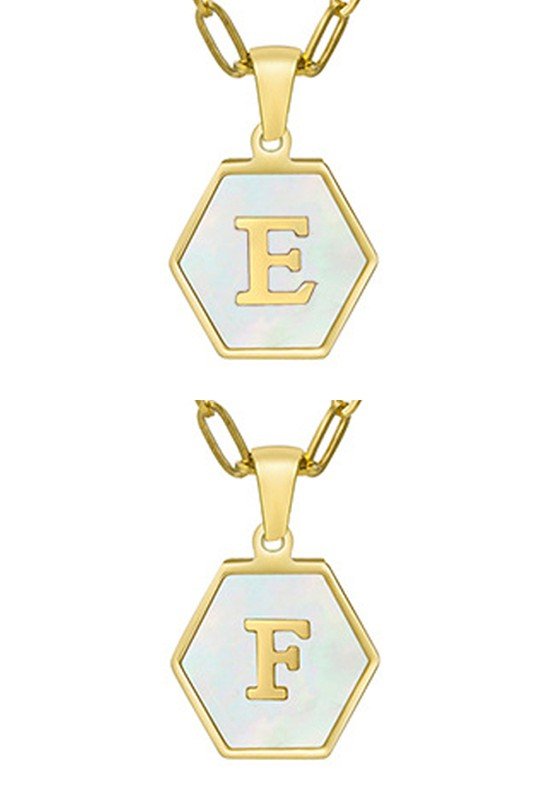 DOUBLE CHAIN HEXAGON ALPHABET INITIALS NECKLACE