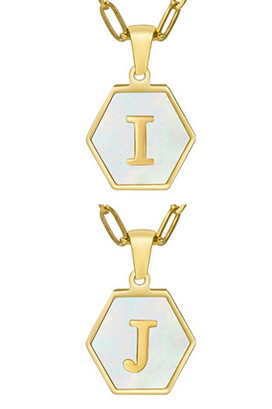 DOUBLE CHAIN HEXAGON ALPHABET INITIALS NECKLACE