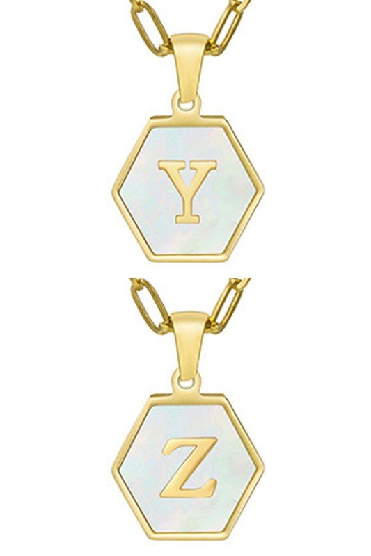 DOUBLE CHAIN HEXAGON ALPHABET INITIALS NECKLACE