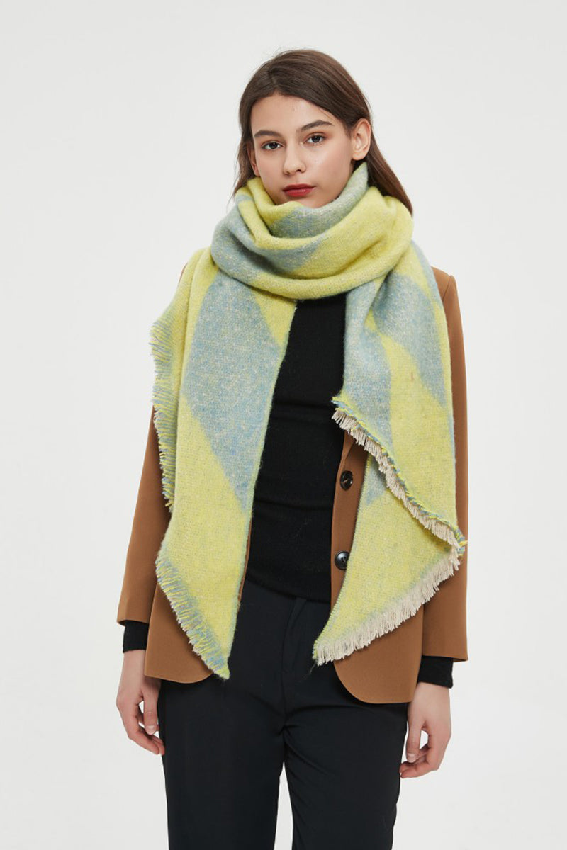 WOMEN FALL WINTER SCARF CLASSIC TASSEL PLAID SCARF