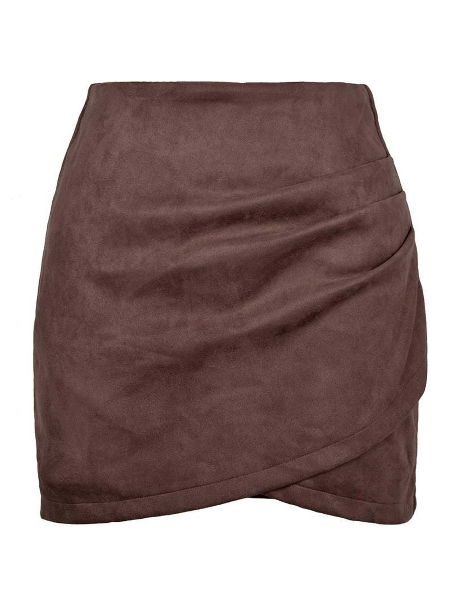 WOMEN HIGH WAIST WRAP MINI SKIRT - Doublju