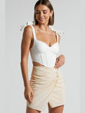 WOMEN FRONT TIED SHORT LENGTH MINI SKIRT