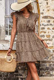 WOMEN RUFFLED ANGEL SLEEVE FLUTTER CAKE DRESS - Doublju