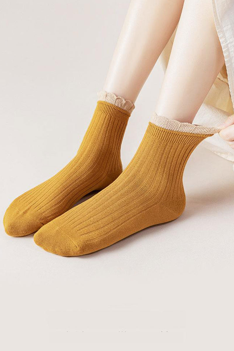 WOMEN LETTUCE TRIM CREW SOCKS