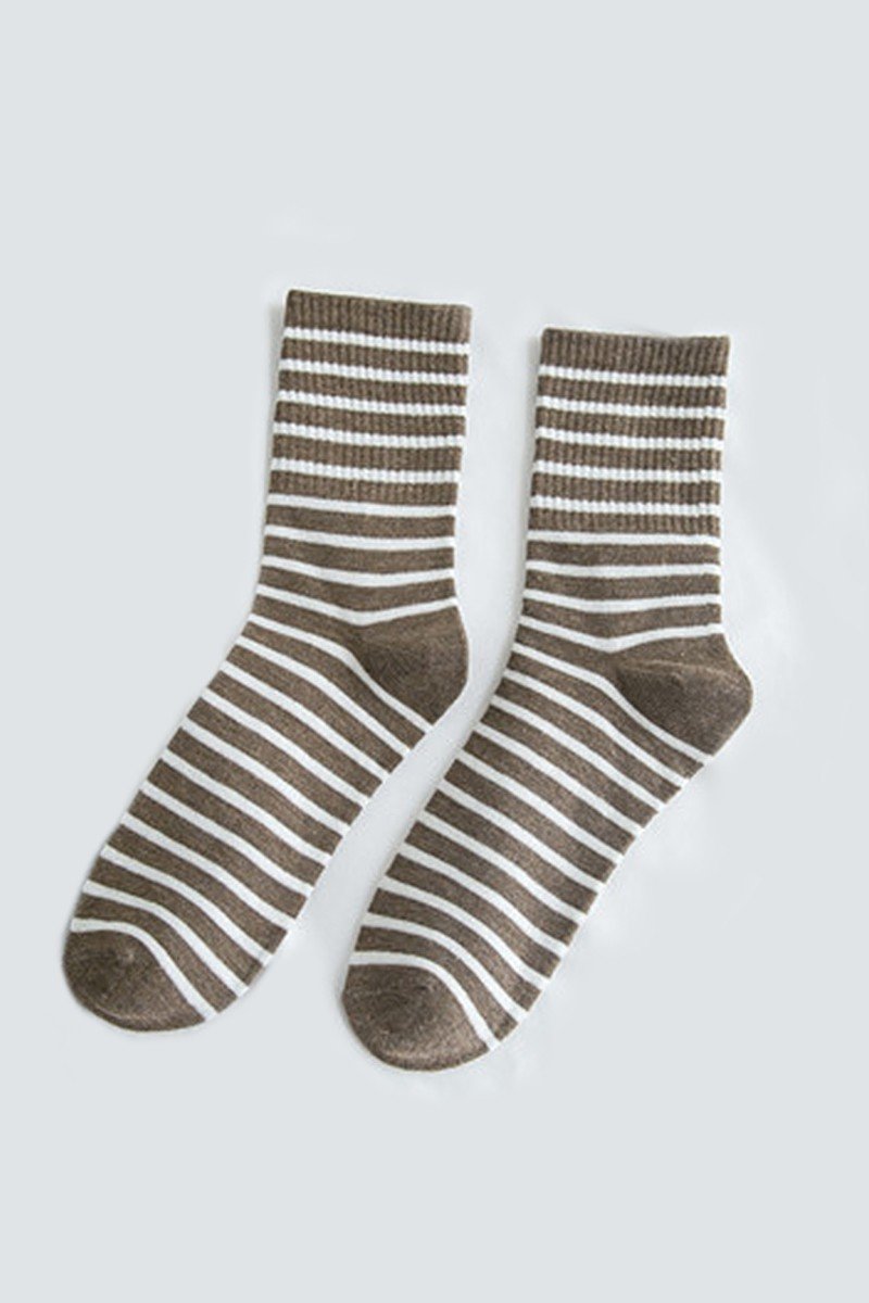 STRIPE PATTERN COZY COTTON ANKLE CREW SOCKS