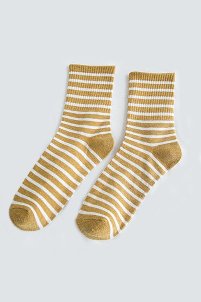 STRIPE PATTERN COZY COTTON ANKLE CREW SOCKS