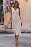 COLLARED DRESS STYLE KNIT COVER UP - Doublju