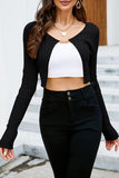WOMEN LONG SLEEVE CROP SHORT KNIT SHRUG CARDIGAN