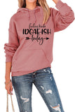 WOMEN LETTER PRINTING DRAWSTRING HOODED T SHIRT