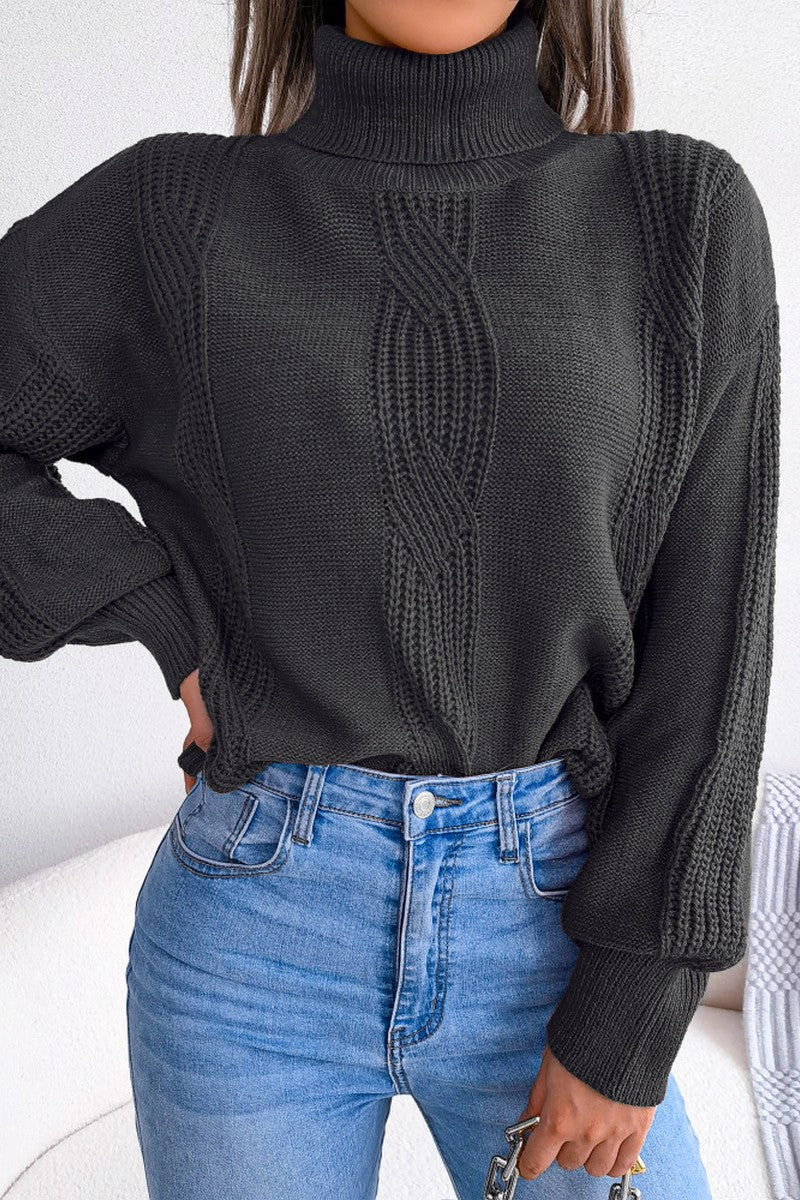 WOMEN HIGH NECK SOLID FALL WINTER CASUAL SWEATER