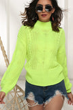 WOMEN CABLE KNIT HIGH NECK SOLID WINTER SWEATER