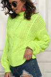 WOMEN CABLE KNIT HIGH NECK SOLID WINTER SWEATER