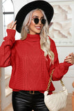 WOMEN TWIST HIGH NECK LOOSE KNIT SWEATER