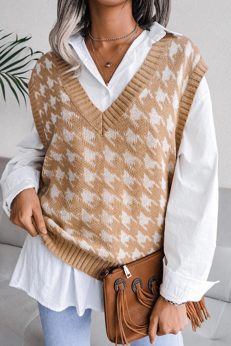 WOMEN RIBBED PATTERN SWEAT VEST - Doublju