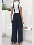 DRAWSTRING WAIST WOMEN JUMPSUIT WITH POCKETS - Doublju