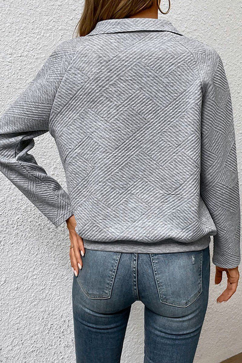 WOMEN BUTTON NECK KANGAROO POCKET PULLOVER