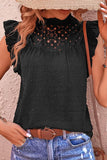 RUFFLED MESH HIGH NECK ANGEL WINS TUNIC TOP - Doublju