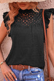 RUFFLED MESH HIGH NECK ANGEL WINS TUNIC TOP - Doublju