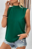HIGH NECK BACK TIED NECK SLEEVELESS SUMMER BLOUSE - Doublju