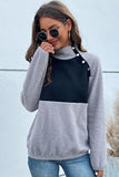 WOMEN LONG SLEEVE LINT HIGH NECK SWEATSHIRT