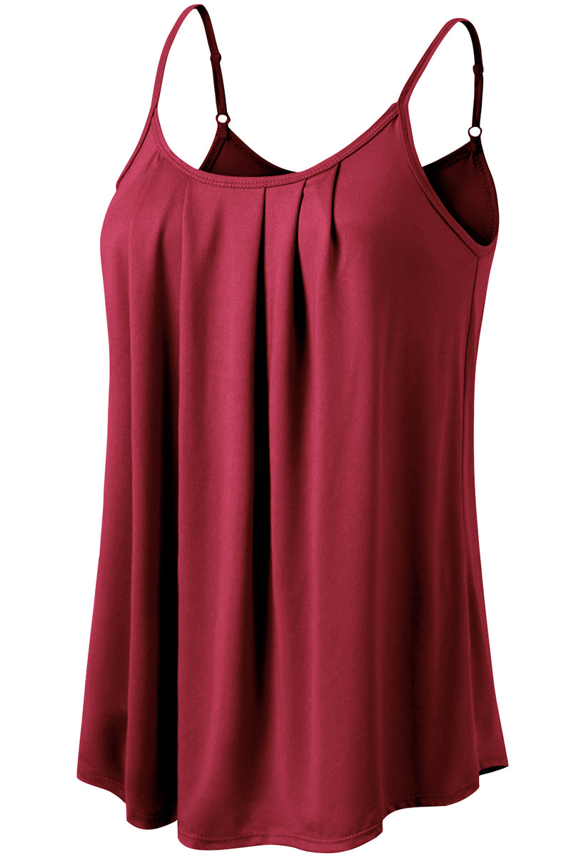 FRONT PLEATED CAMI TANK TOP WITH PLUS SIZE
