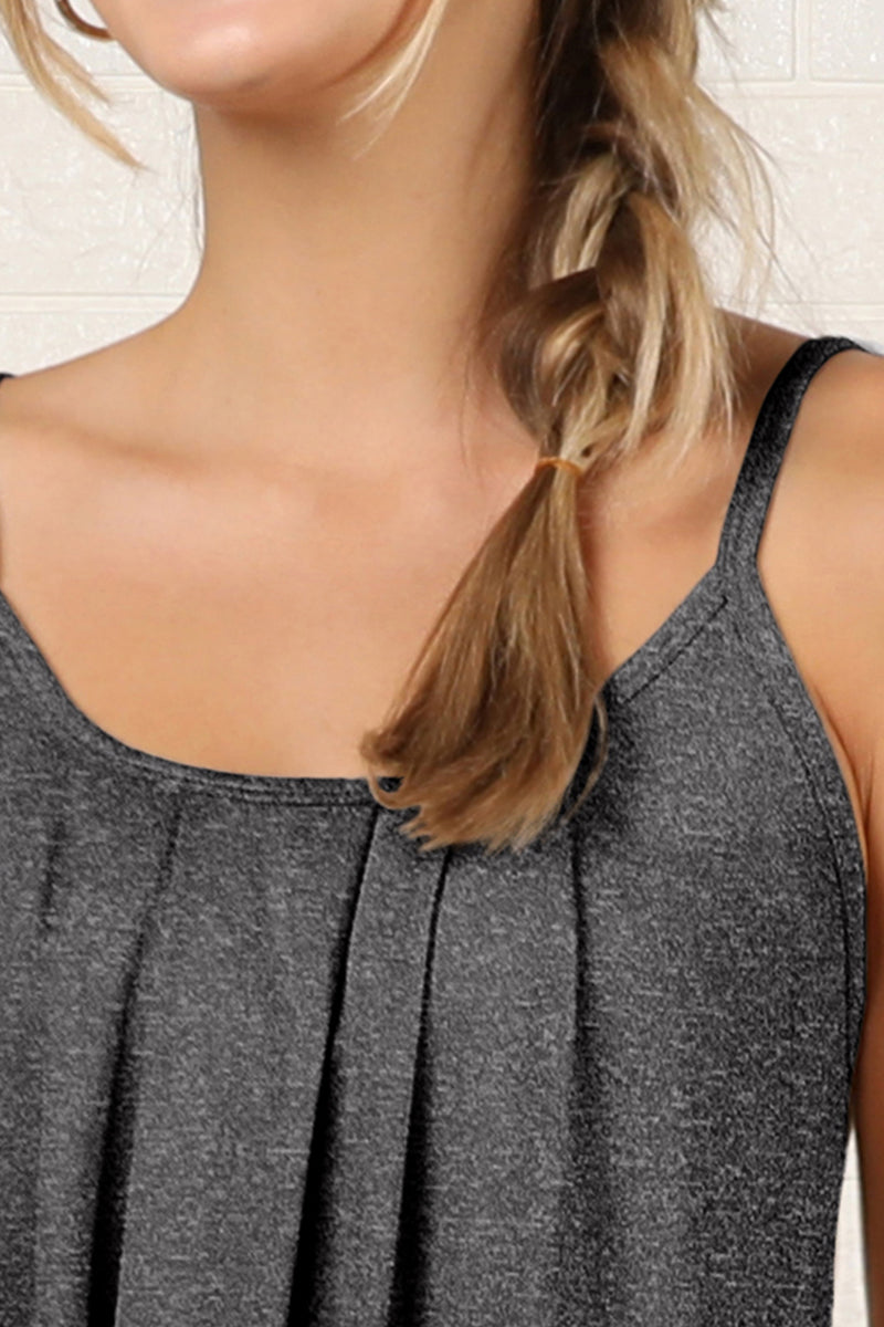 FRONT PLEATED CAMI TANK TOP WITH PLUS SIZE