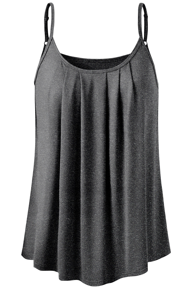 FRONT PLEATED CAMI TANK TOP WITH PLUS SIZE