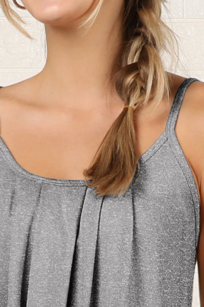 FRONT PLEATED CAMI TANK TOP WITH PLUS SIZE