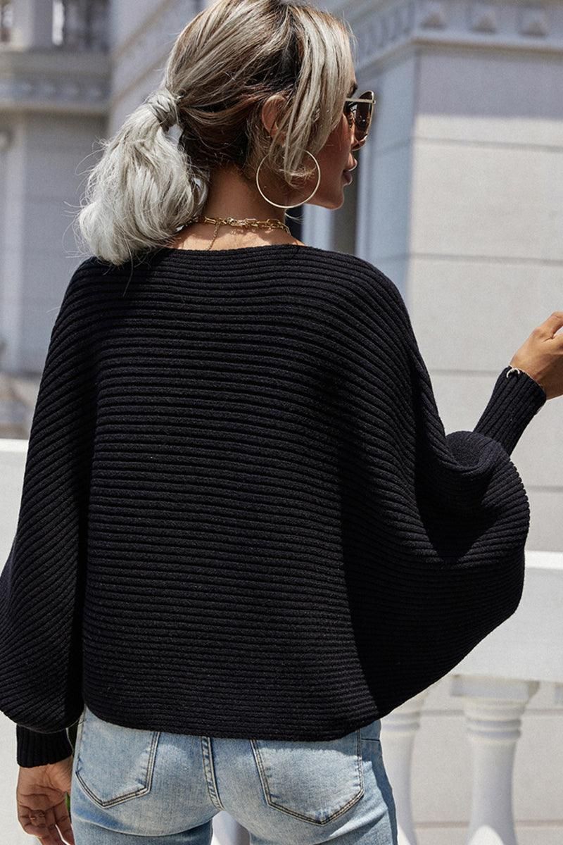 LOOSE STRAPLESS LARGE SIZE SOLID COLOR SWEATER - Doublju