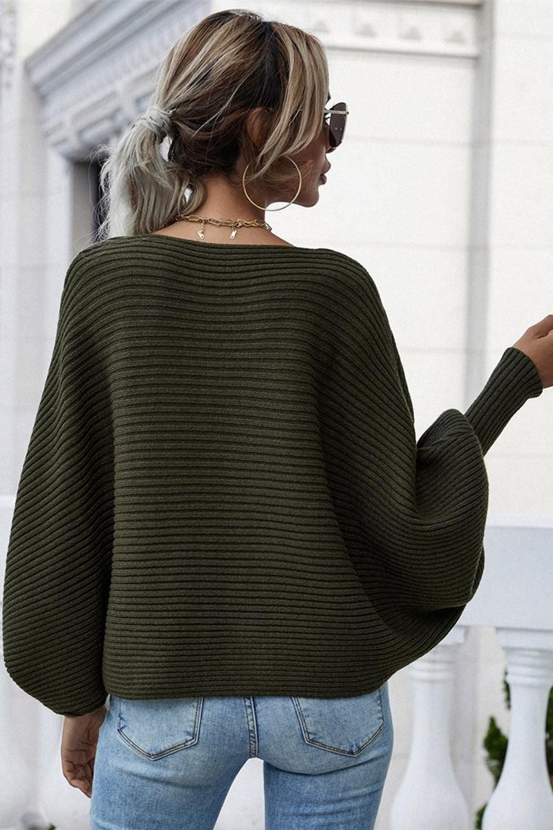 LOOSE STRAPLESS LARGE SIZE SOLID COLOR SWEATER - Doublju