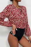 TIED NECK PRINTED CASUAL TOP - Doublju