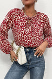 TIED NECK PRINTED CASUAL TOP - Doublju
