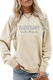 WOMEN LETTER PRINTING LONG SLEEVE PULLOVER