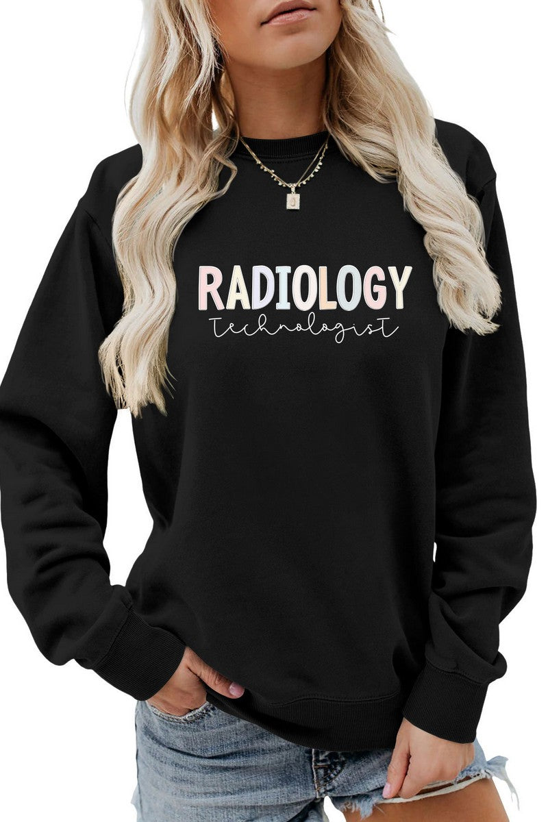 WOMEN LETTER PRINTING LONG SLEEVE PULLOVER