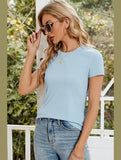 SIMPLE BASIC CREW NECK KNIT TOP - Doublju
