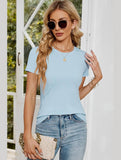 SIMPLE BASIC CREW NECK KNIT TOP - Doublju