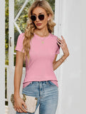 SIMPLE BASIC CREW NECK KNIT TOP - Doublju