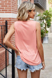 SQUARE NECK WRINKLED CHEST SLEEVELESS TOP - Doublju